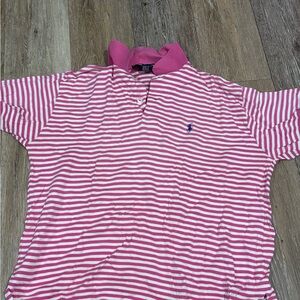Vintage Pink Striped Polo Shirt